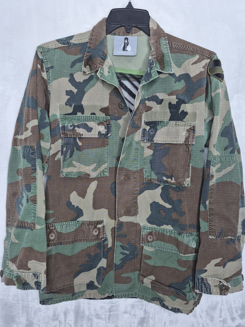 Josie Bruno Vintage Custom Sequin Mesh Camo Military Jacket Womens Small